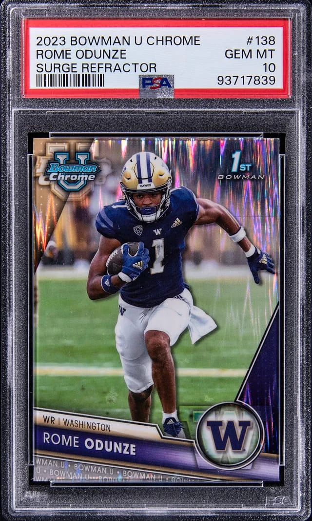 2023 Bowman University Chrome Rome Odunze Surge Refractor #138 card image