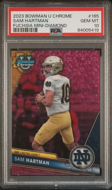 2023 Bowman University Chrome Sam Hartman Fuchsia Mini-Diamond #165 card image