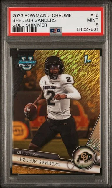 2023 Bowman University Chrome Shedeur Sanders Autograph-Refractor #16 card image