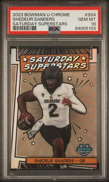 2023 Bowman University Chrome Shedeur Sanders Saturday Superstars #SS4 card image