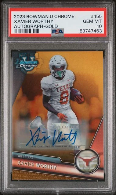 2023 Bowman University Chrome Xavier Worthy Autograph-Gold #155 card image