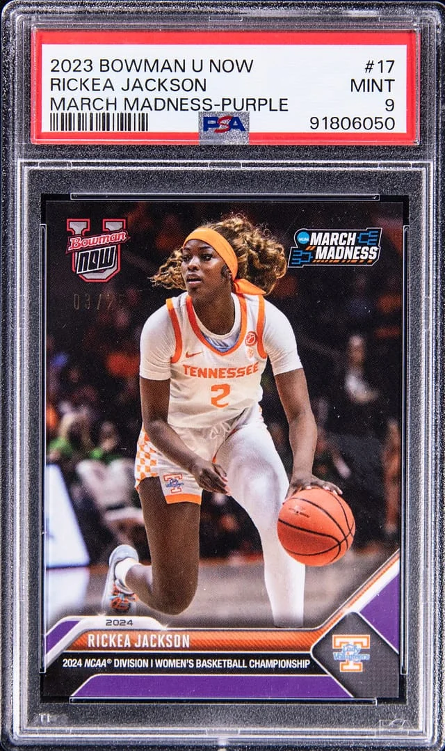 2023 Bowman University Rickea Jackson Now March Madness Purple #17 card image