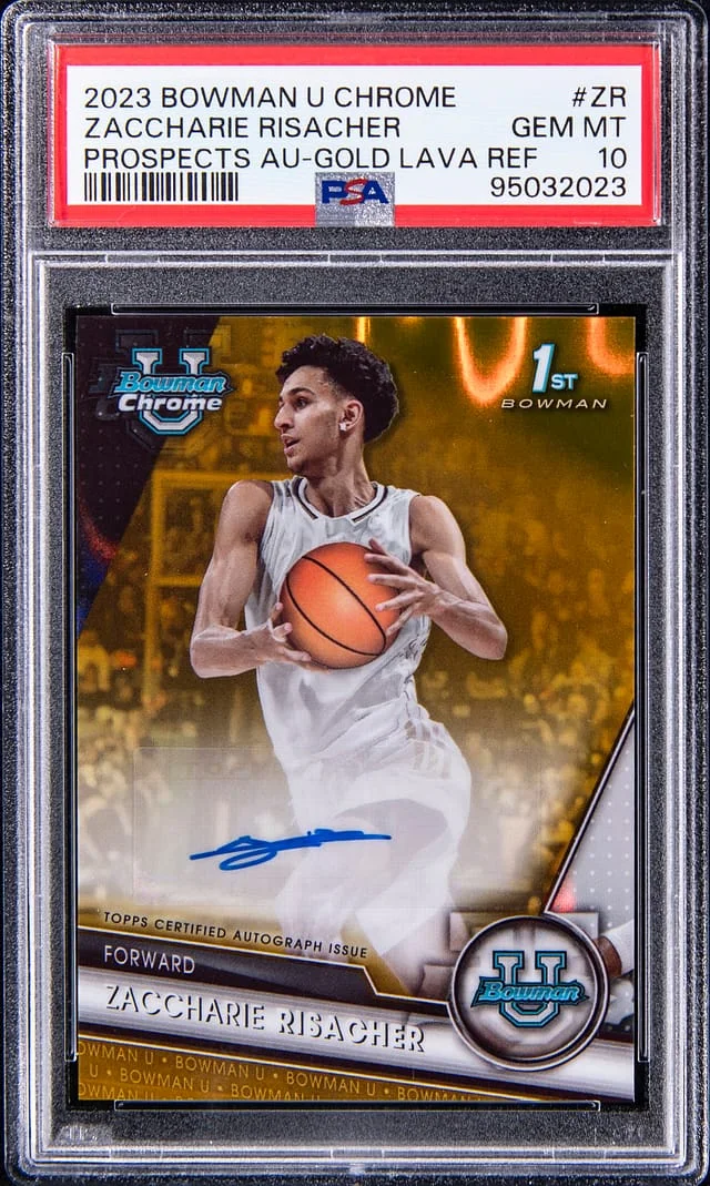 2023 Bowman University Zaccharie Risacher Prospects Autograph Gold Lava Refractor #BCPA-ZR card image