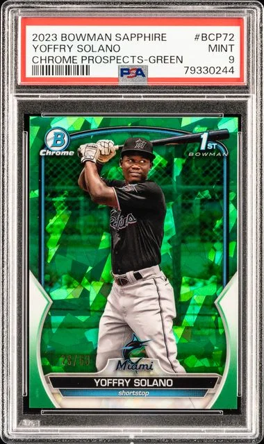 2023 Bowman Yoffry Solano Sapphire Edition Chrome Prospects Green #BCP-72 card image
