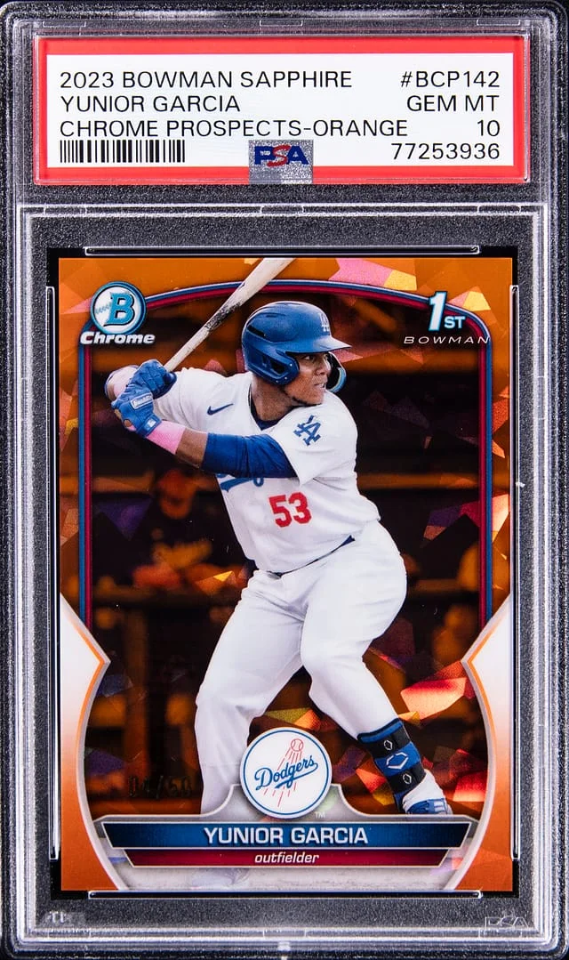 2023 Bowman Yunior Garcia Sapphire Chrome Prospects Orange #BCP142 card image