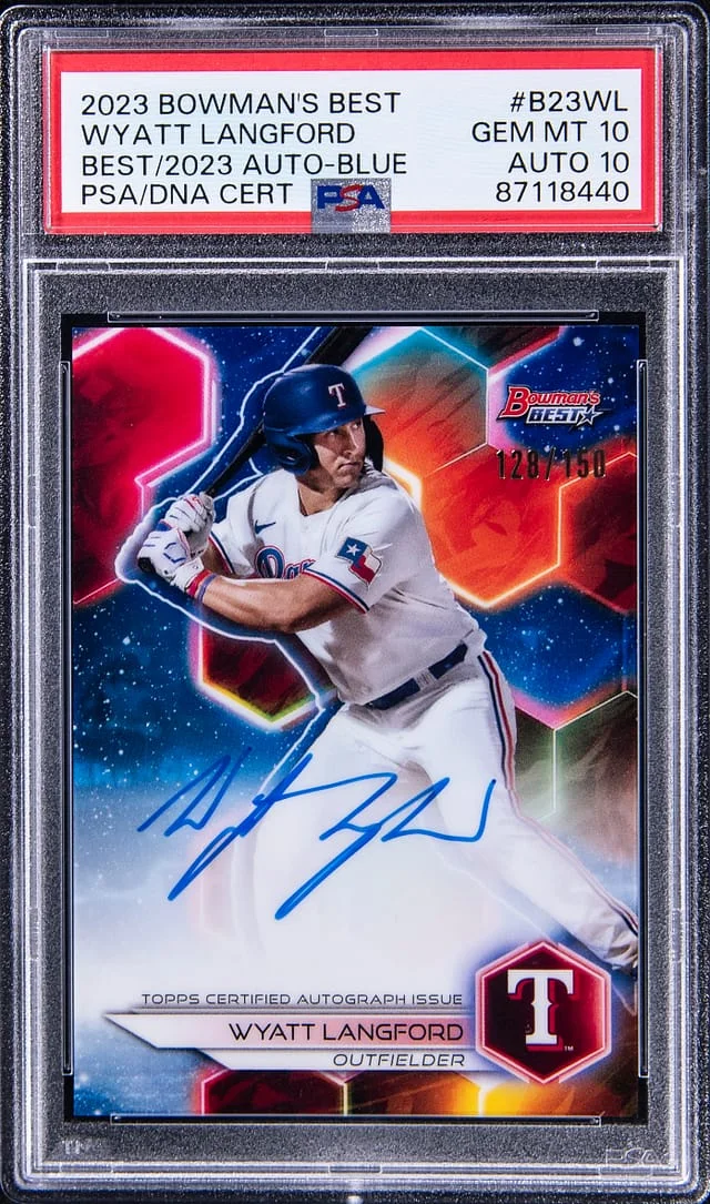 2023 Bowmans Best 2023 Autograph Blue Refractor Wyatt Langford #B23-WL card image