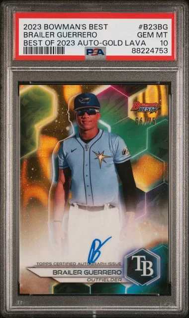 2023 Bowman's Best Brailer Guerrero Best Of 2023 Autographs Gold Lava #B23BG card image