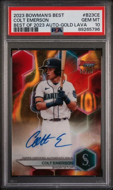 2023 Bowman's Best Colt Emerson Best Of 2023 Autographs Gold Lava #B23CE card image