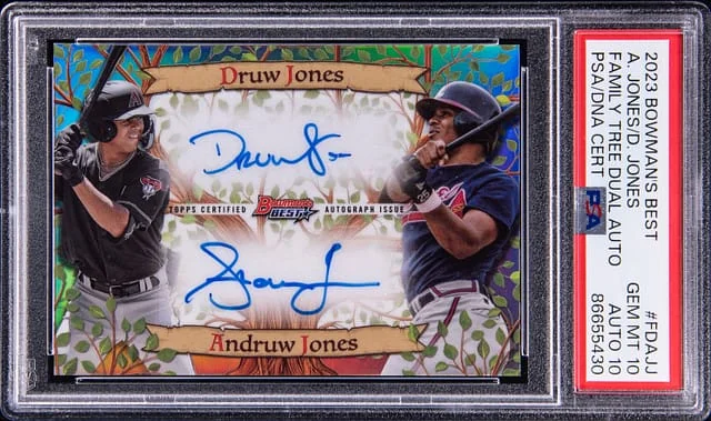 2023 Bowman's Best Druw Jones/Andruw Jones Family Tree Dual Autographs #FDA-JJ card image