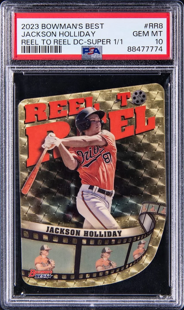 2023 Bowman's Best Jackson Holliday Reel To Reel Die-Cut Superfractor 1/1 #RR8 card image