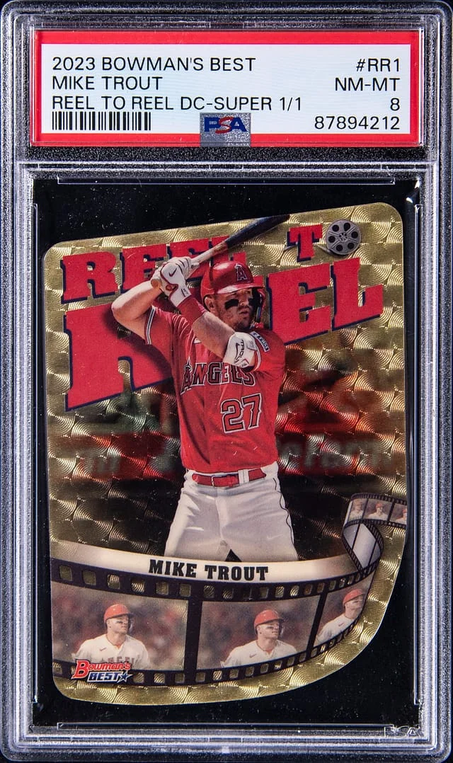 2023 Bowman's Best Mike Trout Reel to Reel DC Superfractor 1/1 #RR1 card image