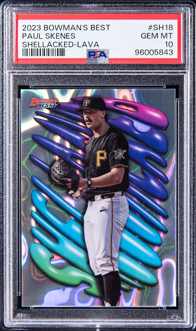 2023 Bowman's Best Paul Skenes Shellacked Lava #SH18 card image