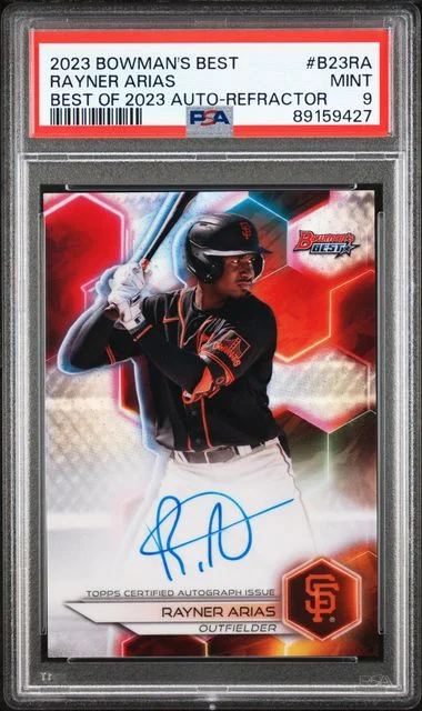 2023 Bowman's Best Rayner Arias Best Of 2023 Autographs Refractor #B23RA card image