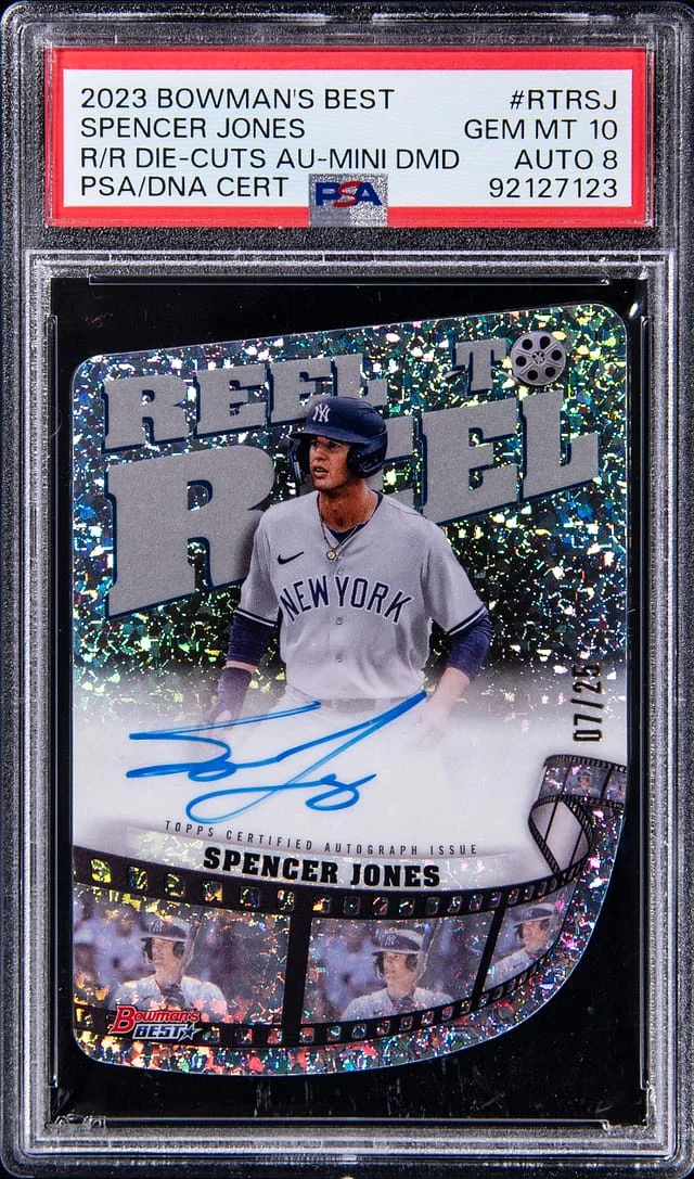 2023 Bowman's Best Spencer Jones Reel To Reel Die-Cuts Autograph Mini Diamond #RTRSJ card image
