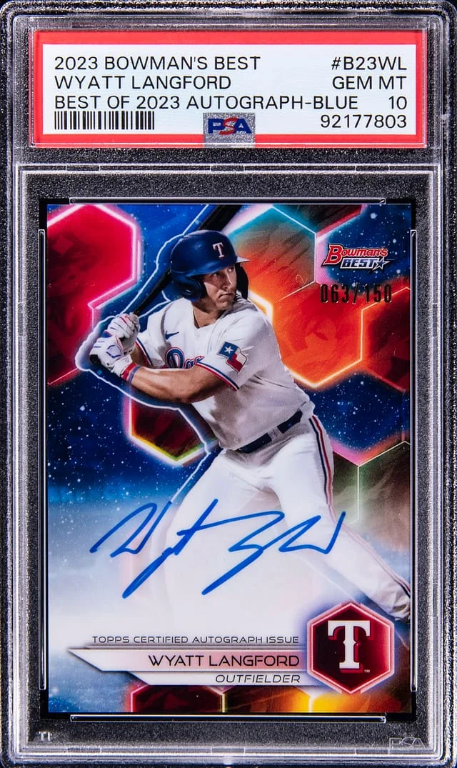 2023 Bowman's Best Wyatt Langford of 2023 Autograph Blue #B23-WL card image