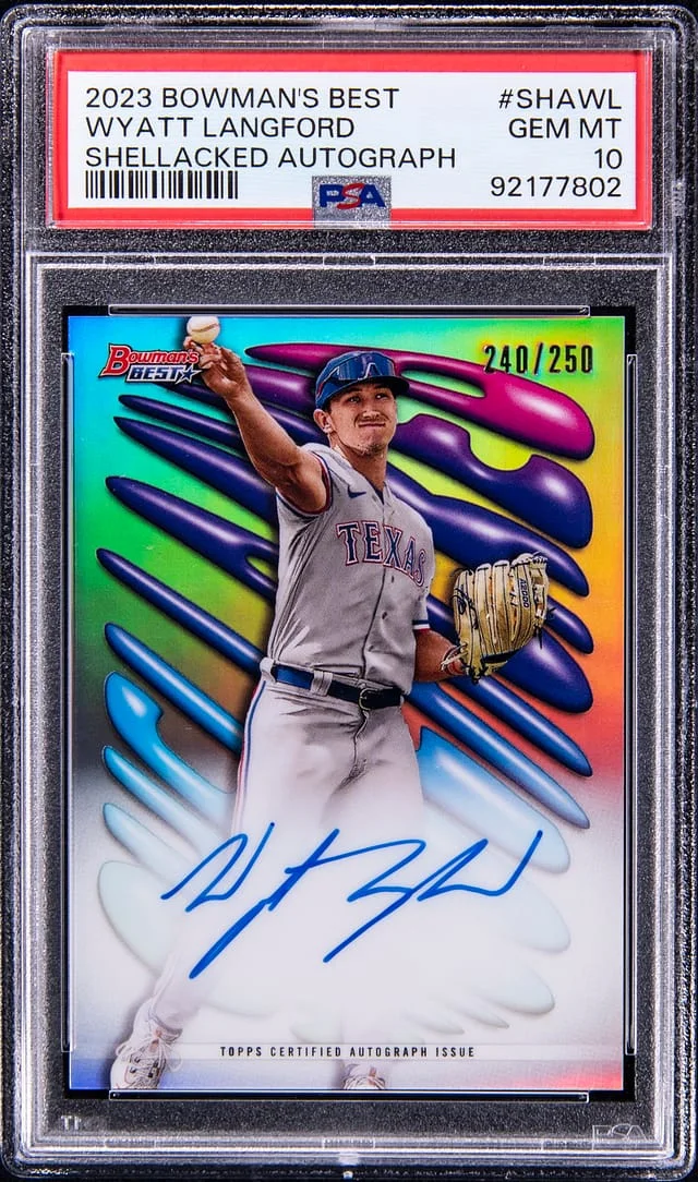 2023 Bowman's Best Wyatt Langford Shellacked Autograph #SHA-WL card image