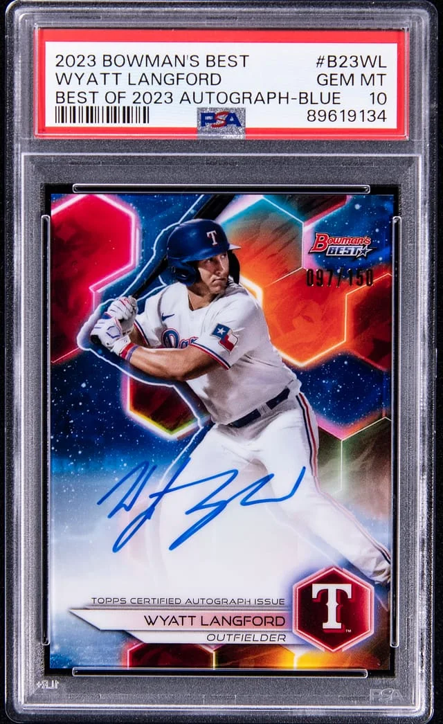 2023 Bowman's Best Wyatt Langofrd of 2023 Autograph Blue #B23-WL card image