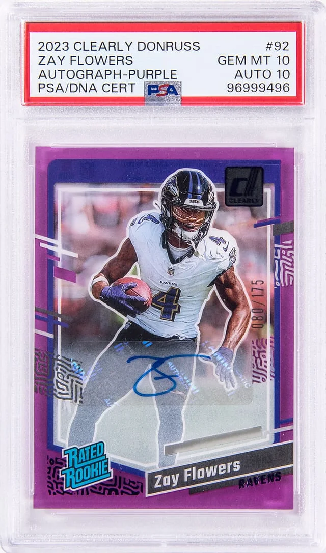2023 Clearly Donruss Autograph-Purple Zay Flowers #92 card image