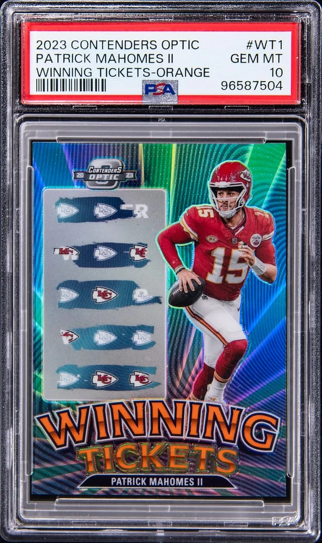 2023 Contenders Optic Patrick Mahomes II Winning Tickets-Orange #WT1 card image