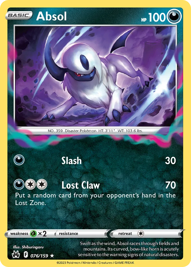 2023 Crown Zenith Absol #076/159 Rare Holo card image