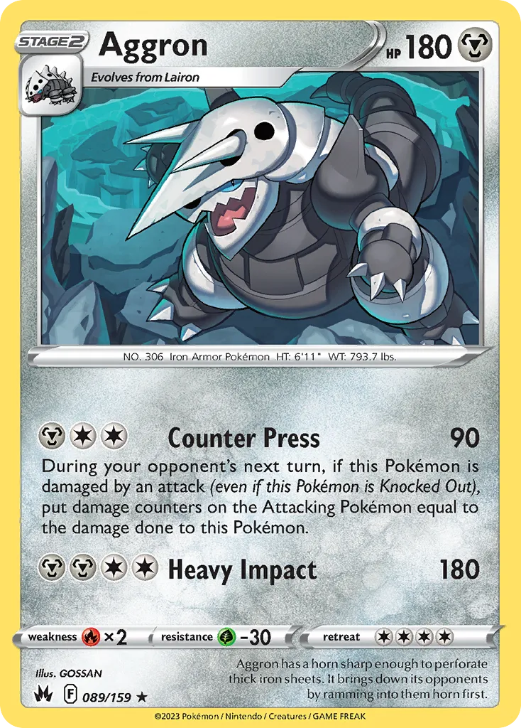 2023 Crown Zenith Aggron #089/159 Rare Holo card image