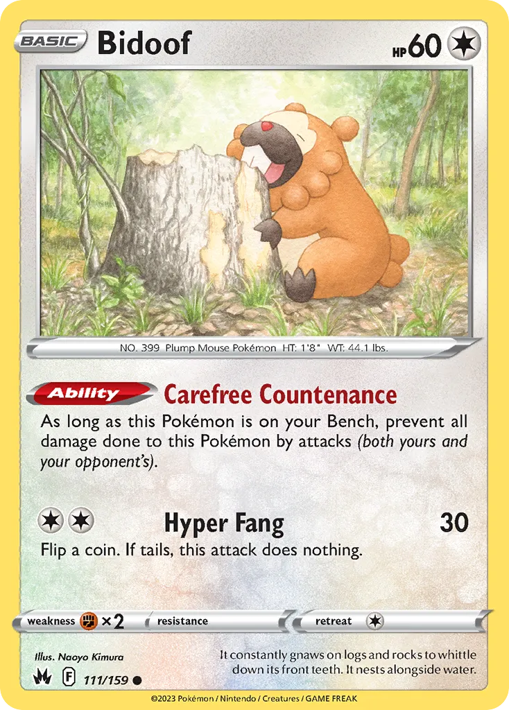2023 Crown Zenith Bidoof Common #111/159 Common card image