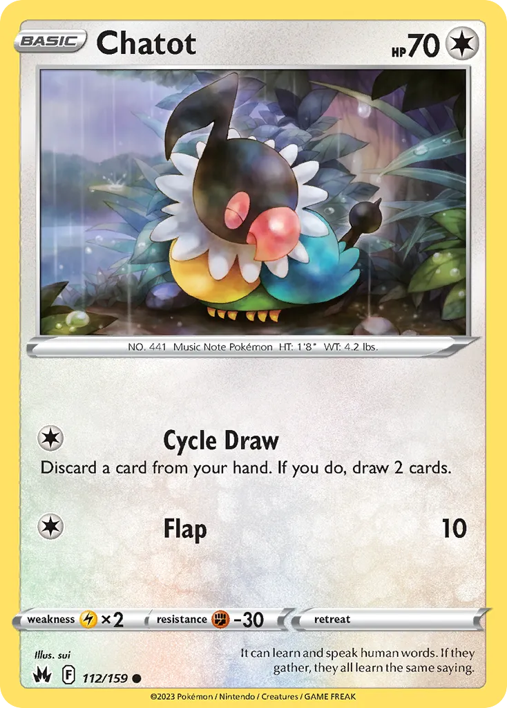 2023 Crown Zenith Chatot Common #112/159 Common card image