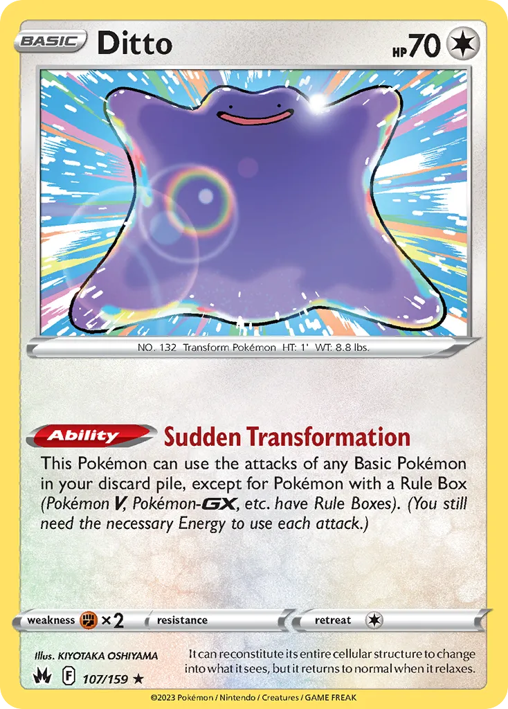 2023 Crown Zenith Ditto #107/159 Rare Holo card image