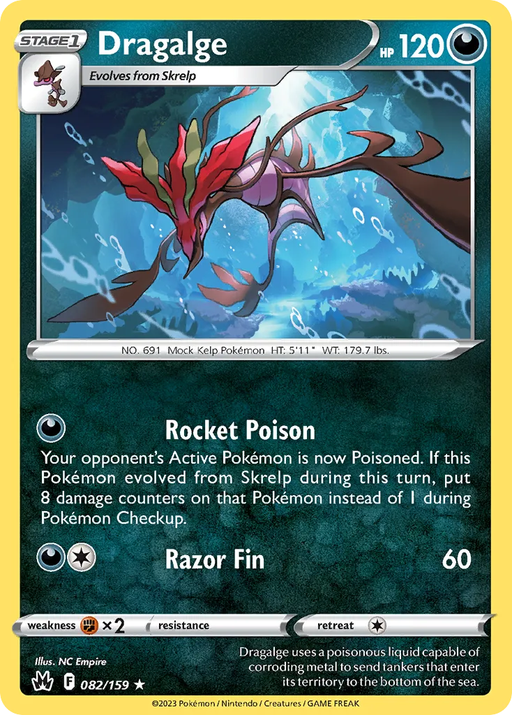 2023 Crown Zenith Dragalge #082/159 Rare card image