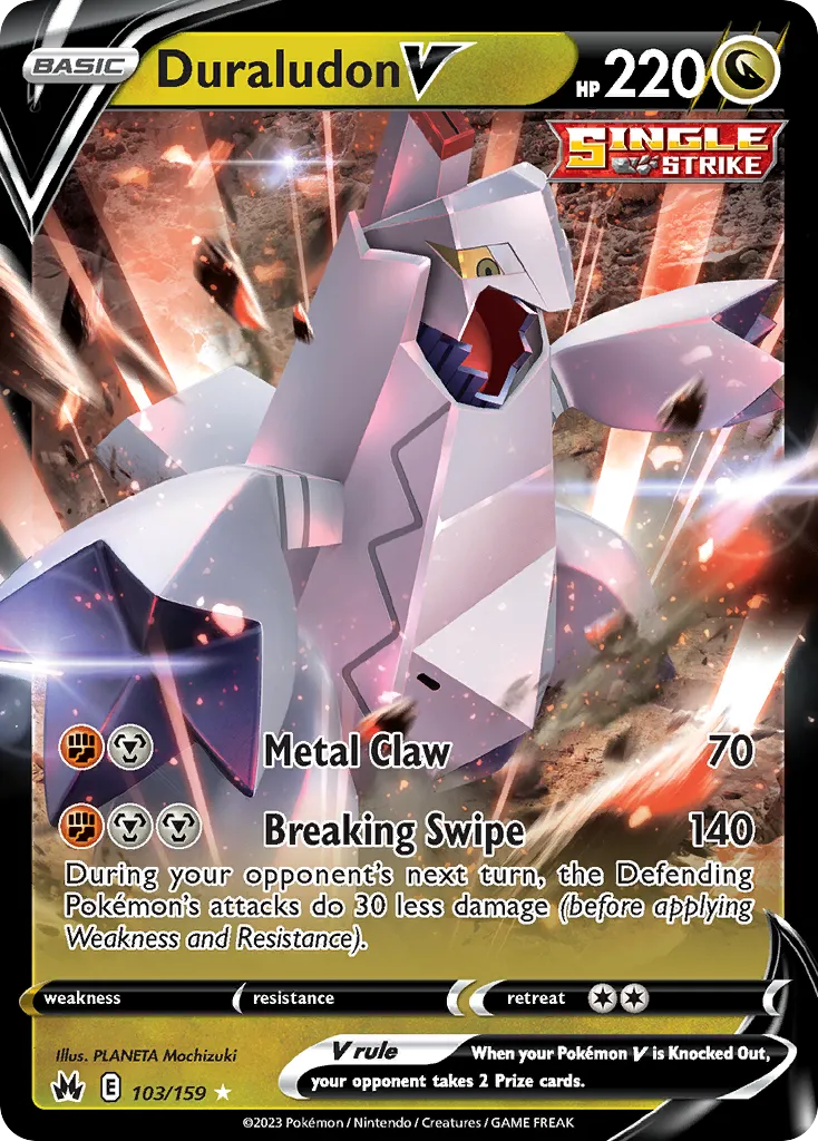 2023 Crown Zenith Duraludon V Rare Holo V #103/159 Rare Holo V card image