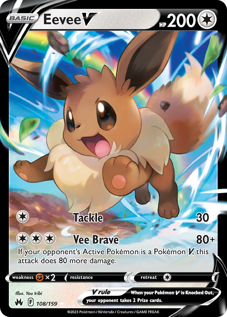 2023 Crown Zenith Eevee V #108/159 Rare Holo V card image