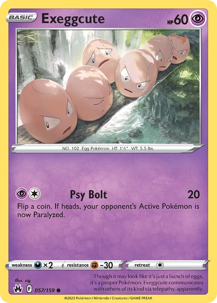 2023 Crown Zenith Exeggcute Common #057/159 Common card image