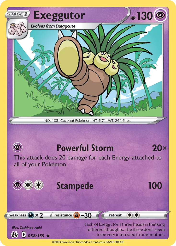 2023 Crown Zenith Exeggutor Rare #058/159 Rare card image