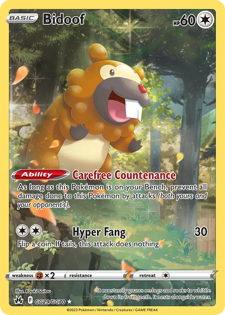 2023 Crown Zenith Galarian Gallery Bidoof #GG29 Trainer Gallery Rare Holo card image