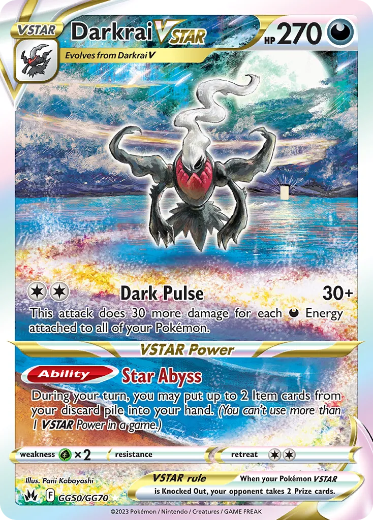2023 Crown Zenith Galarian Gallery Darkrai VSTAR #GG50 Rare Holo VSTAR card image