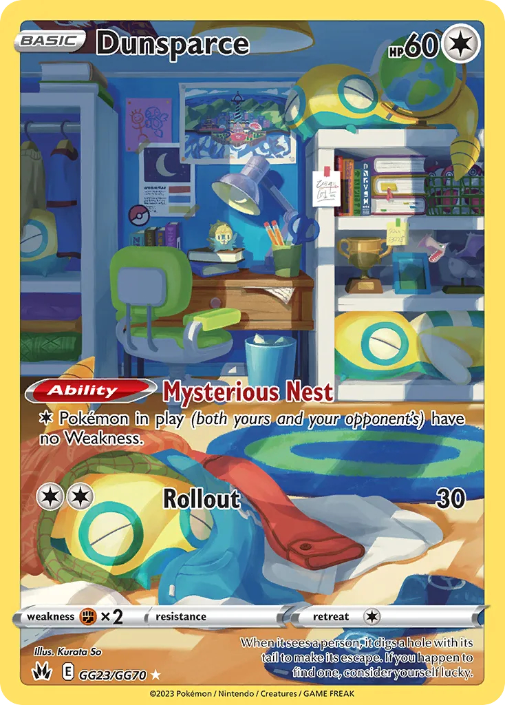 2023 Crown Zenith Galarian Gallery Dunsparce #GG23 Trainer Gallery Rare Holo card image