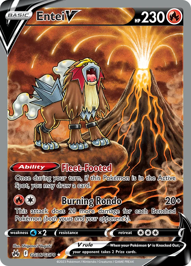 2023 Crown Zenith Galarian Gallery Entei V #GG36 Rare Holo V card image