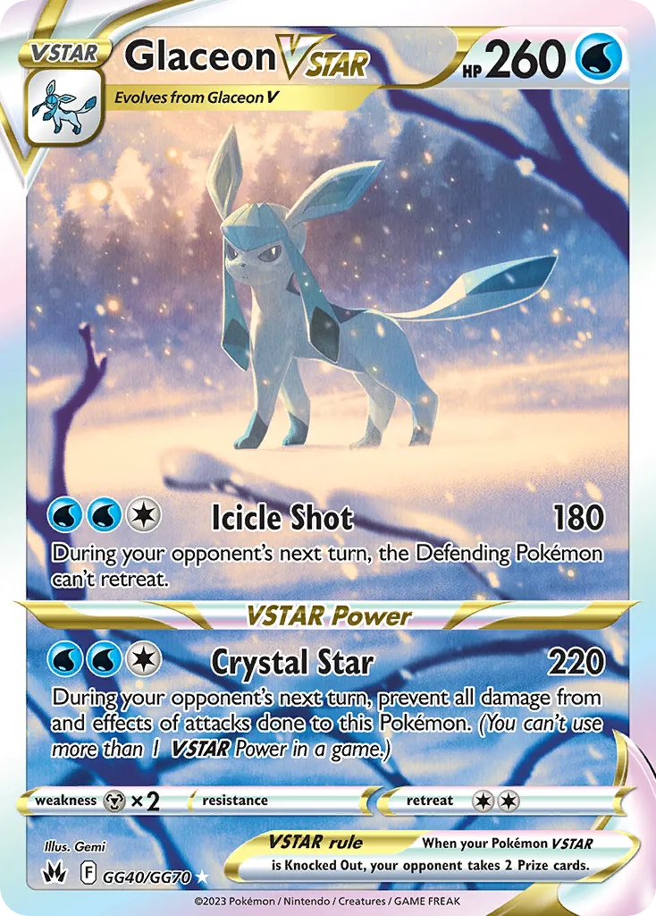 2023 Crown Zenith Galarian Gallery Glaceon VSTAR #GG40 Rare Holo VSTAR card image