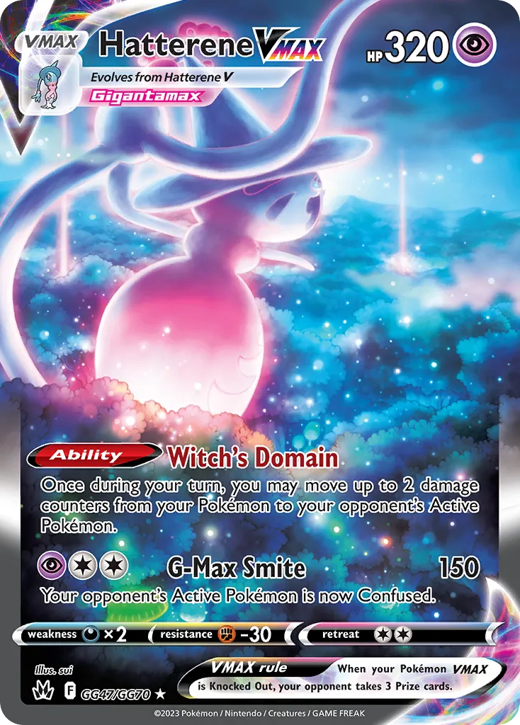 2023 Crown Zenith Galarian Gallery Hatterene VMAX #GG47 Rare Holo VMAX card image