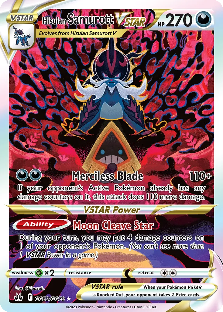 2023 Crown Zenith Galarian Gallery Hisuian Samurott VSTAR #GG52 Rare Holo VSTAR card image