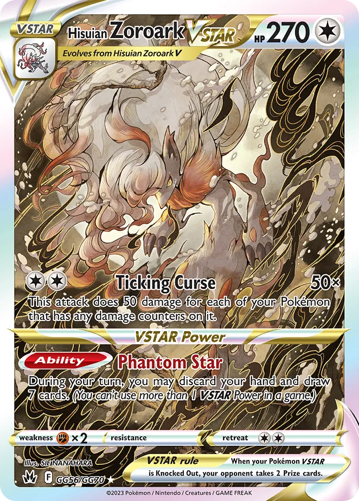 2023 Crown Zenith Galarian Gallery Hisuian Zoroark VSTAR #GG56 Rare Holo VSTAR card image