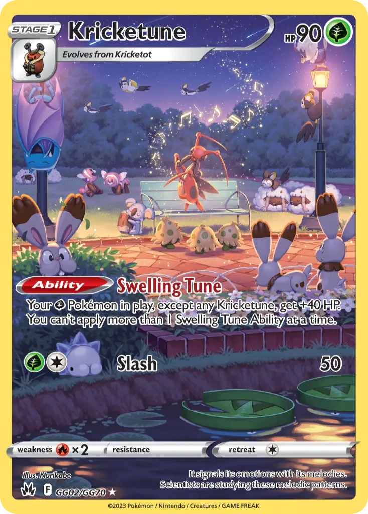 2023 Crown Zenith Galarian Gallery Kricketune #GG02 Trainer Gallery Rare Holo card image