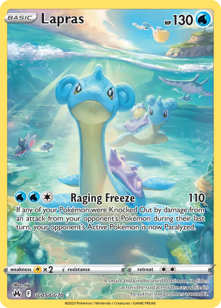 2023 Crown Zenith Galarian Gallery Lapras #GG05 Trainer Gallery Rare Holo card image