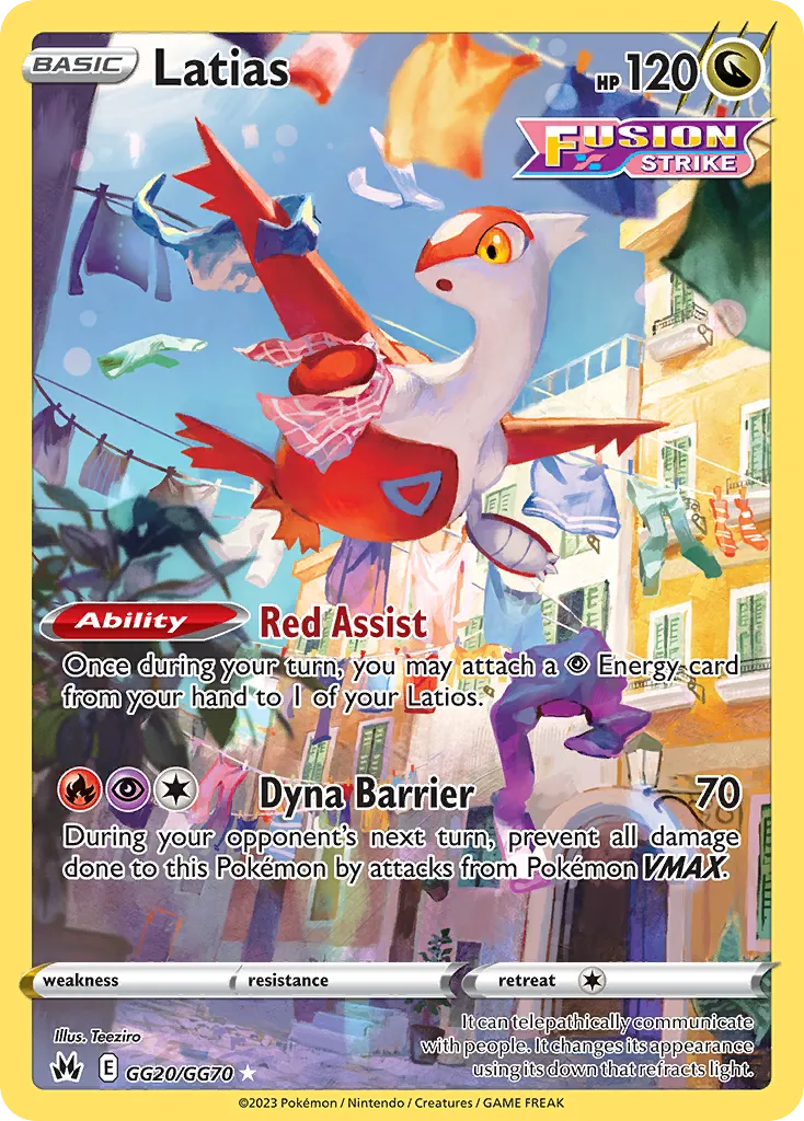 2023 Crown Zenith Galarian Gallery Latias #GG20 Trainer Gallery Rare Holo card image