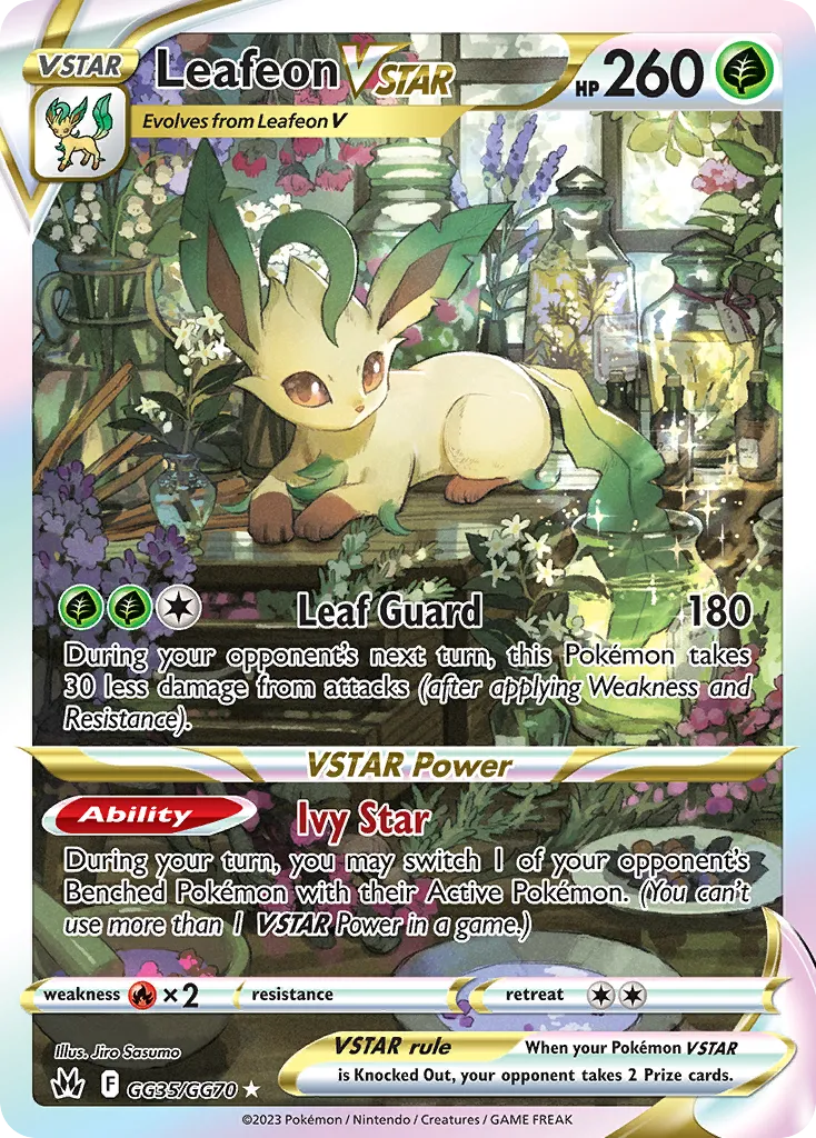 2023 Crown Zenith Galarian Gallery Leafeon VSTAR #GG35 Rare Holo VSTAR card image