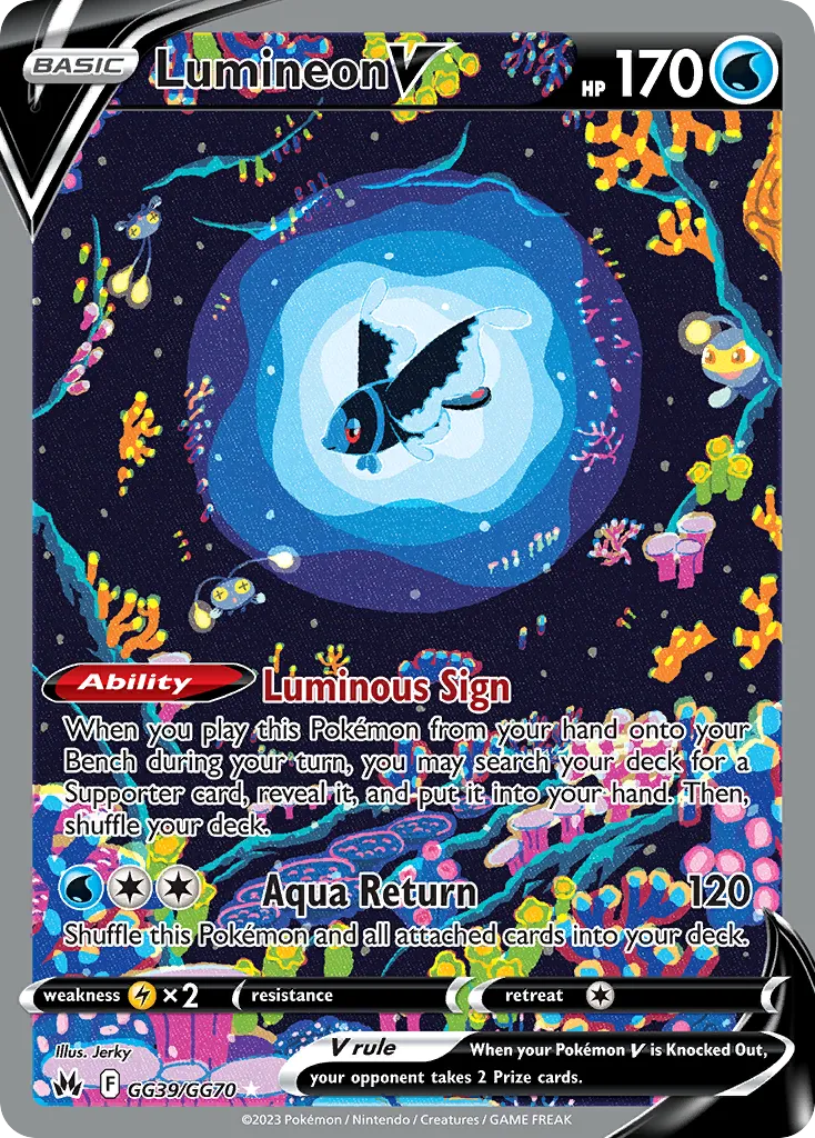 2023 Crown Zenith Galarian Gallery Lumineon V #GG39 Rare Holo V card image