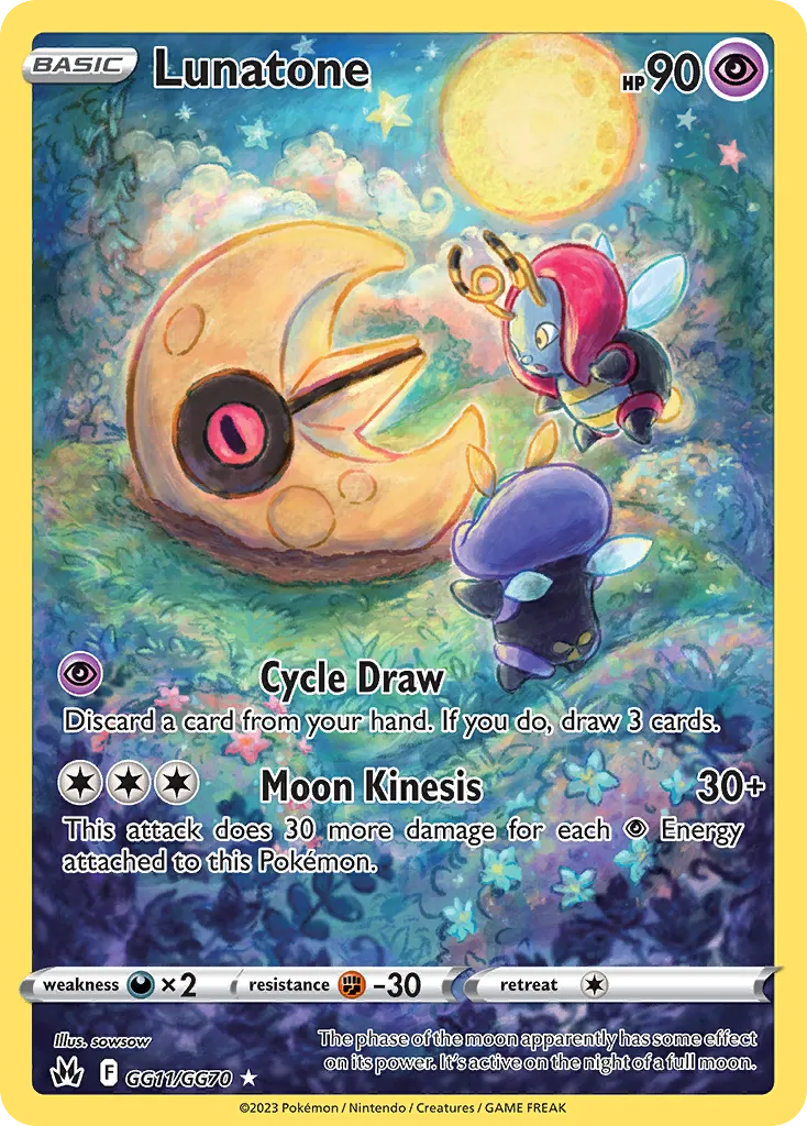 2023 Crown Zenith Galarian Gallery Lunatone #GG11 Trainer Gallery Rare Holo card image