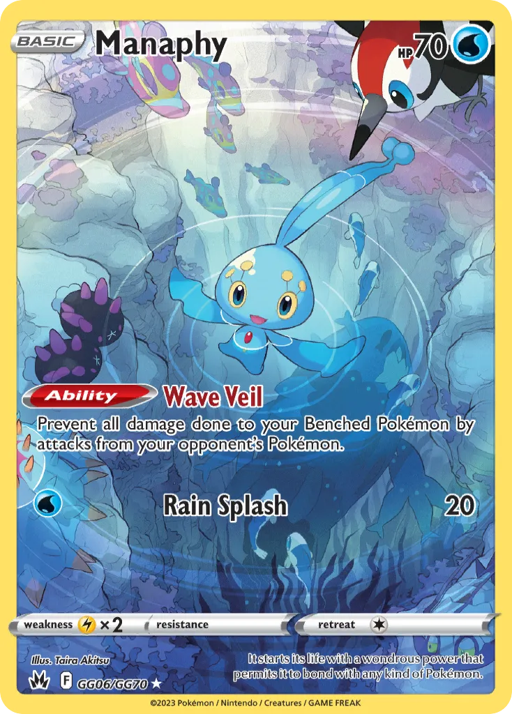 2023 Crown Zenith Galarian Gallery Manaphy #GG06 Trainer Gallery Rare Holo card image