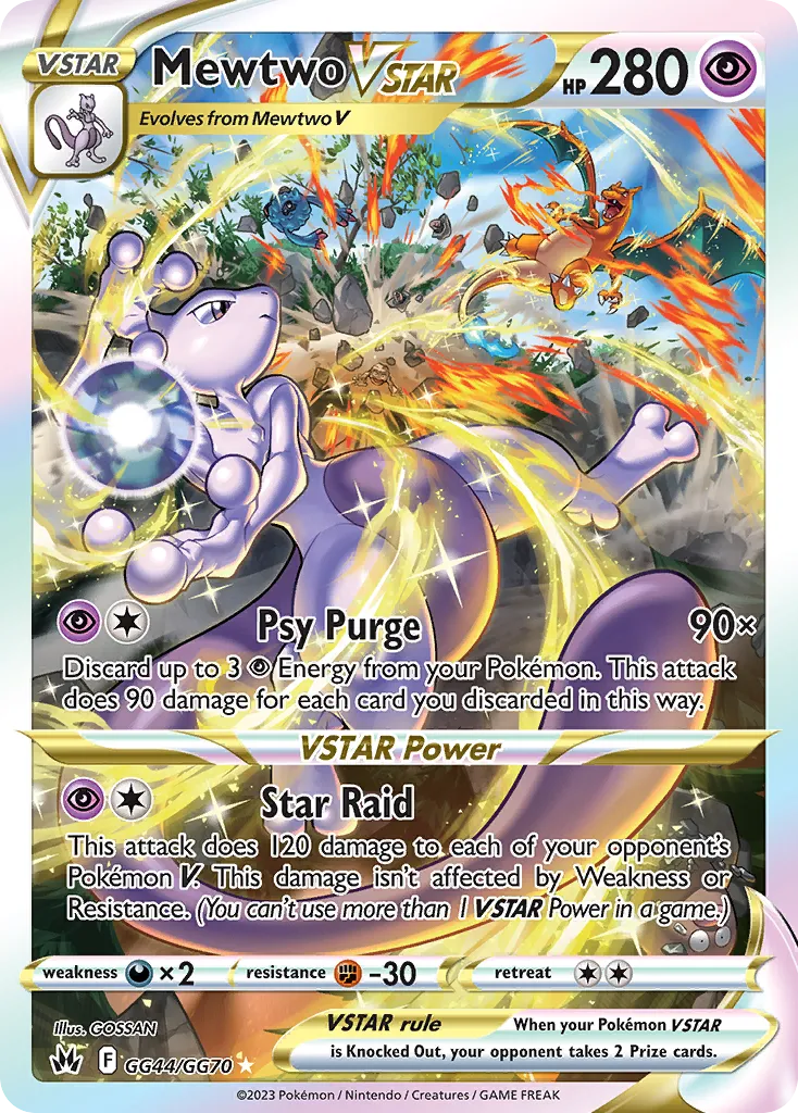 2023 Crown Zenith Galarian Gallery Mewtwo VSTAR #GG44 Rare Holo VSTAR card image