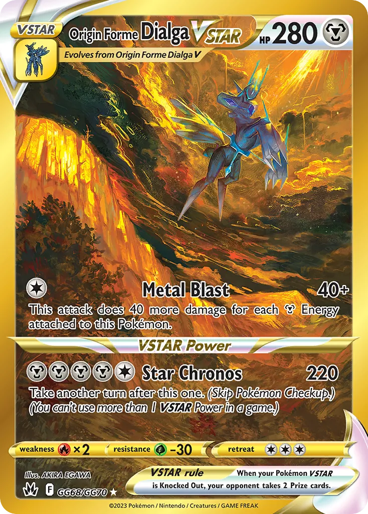 2023 Crown Zenith Galarian Gallery Origin Forme Dialga VSTAR #GG68 Rare Secret card image